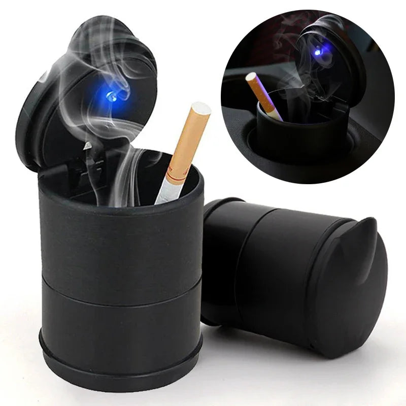 Portable Car LED Ashtray Cigarette Ash Holders Cup Interior 7x7x11cm