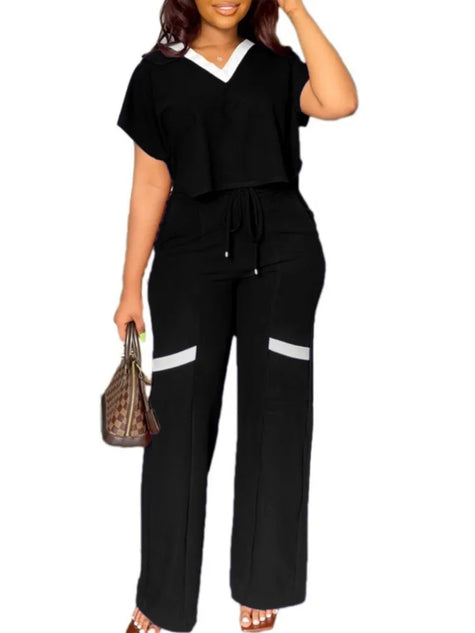 Elegant Women's Casual Short Sleeve T-shirt Sports Suit 2-Piece set