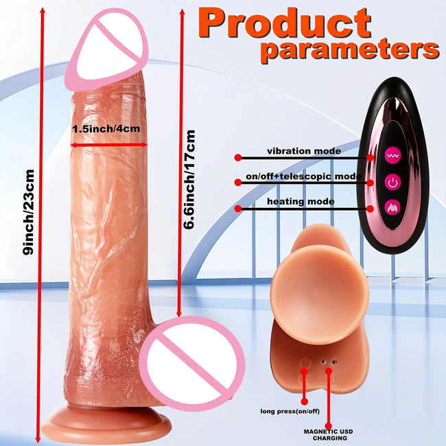 Realistic Vibrator Dildo Telescopic Female Vaginal Penetration