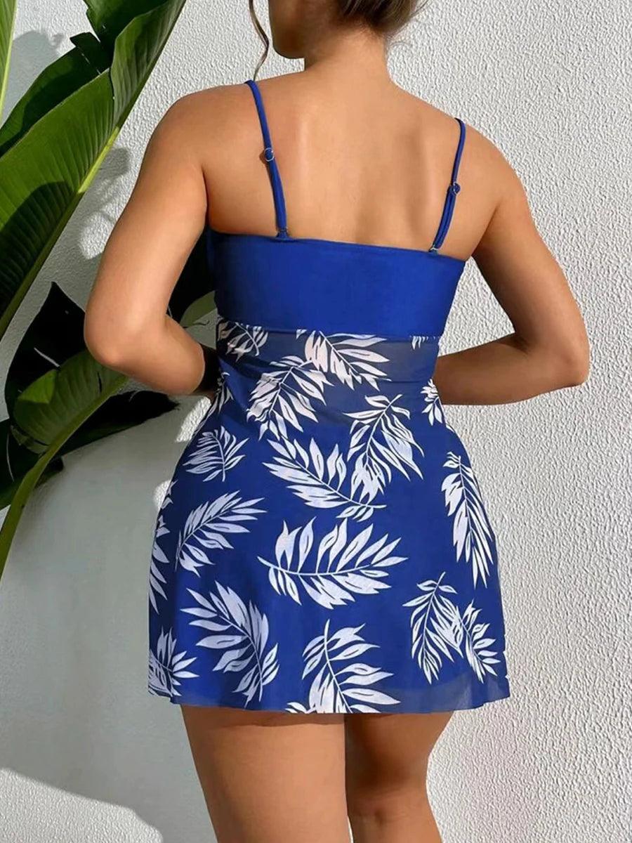 2024 Short Dress Tankini With Shorts Swimsuit Women Swimwear Female Padded Printed Bathing Swim Suit Swimming Beachwear Summer - IM PERKY Boutique