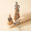 HNSP Vintage Long Snake Ring Set For Women Gothic Black Gold Silver Color Adjustable Finger Jewelry Accessories Female Gift