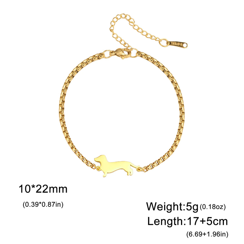 Cute Dachshund Dog Stainless Steel Bracelet