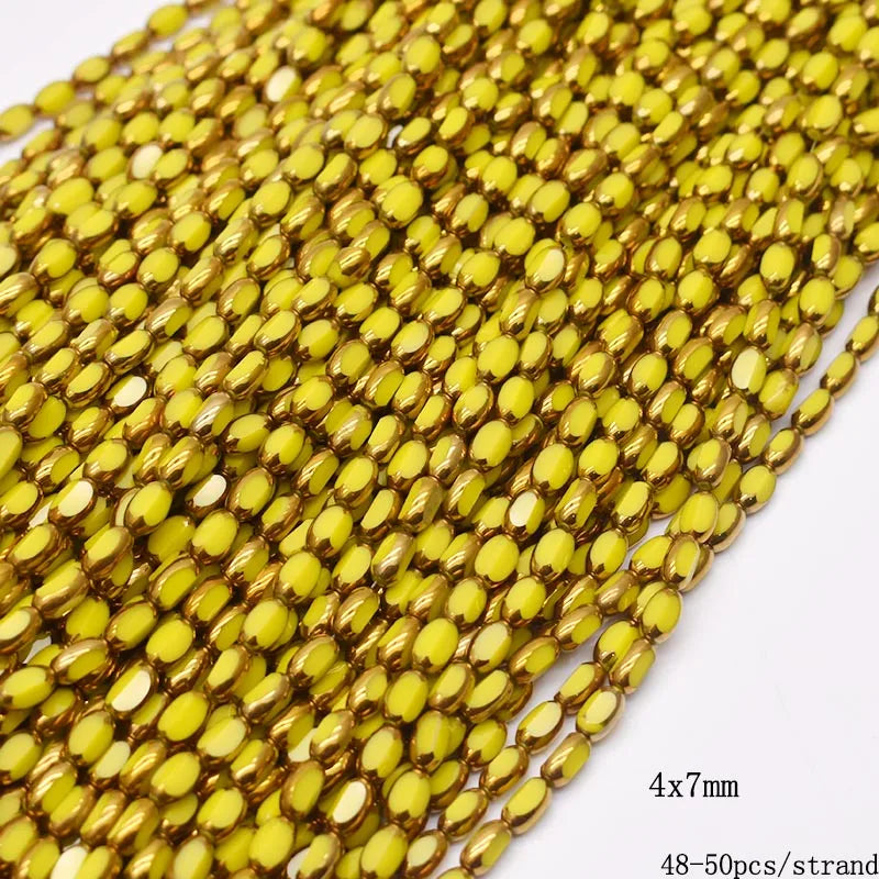 4x7mm 50pcs/lot Briolette Oval Glass Beads Plating Gold Color Crystal
