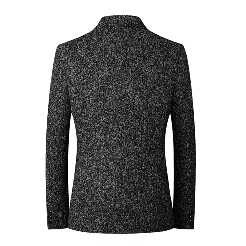 Minimalist men's V-neck blazer, Asian sizing, double-breasted