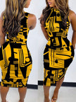 Elegant Women's Round Neck Bodycon Midi Dress