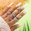 HNSP Vintage Long Snake Ring Set For Women Gothic Black Gold Silver Color Adjustable Finger Jewelry Accessories Female Gift