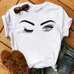 Kawaii Fashion Graphic Women Tops Eyelashes