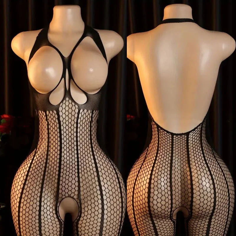 Lace Bra One-Piece Set Crotchless Lingerie Women's Curve