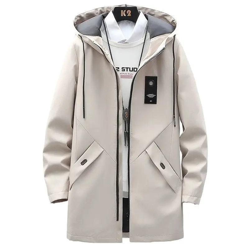 New Mens Casual Long Jackets Coats Hooded Streetwear Hip Hop Windbreaker