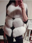 ZADORIN 3XL Autumn Winter Thick Warm Faux Fox Fur Vest Women High Quality Fashion V-Neck Short Fur Coat Female Fur Waistcoat - Lady Vals Vanity