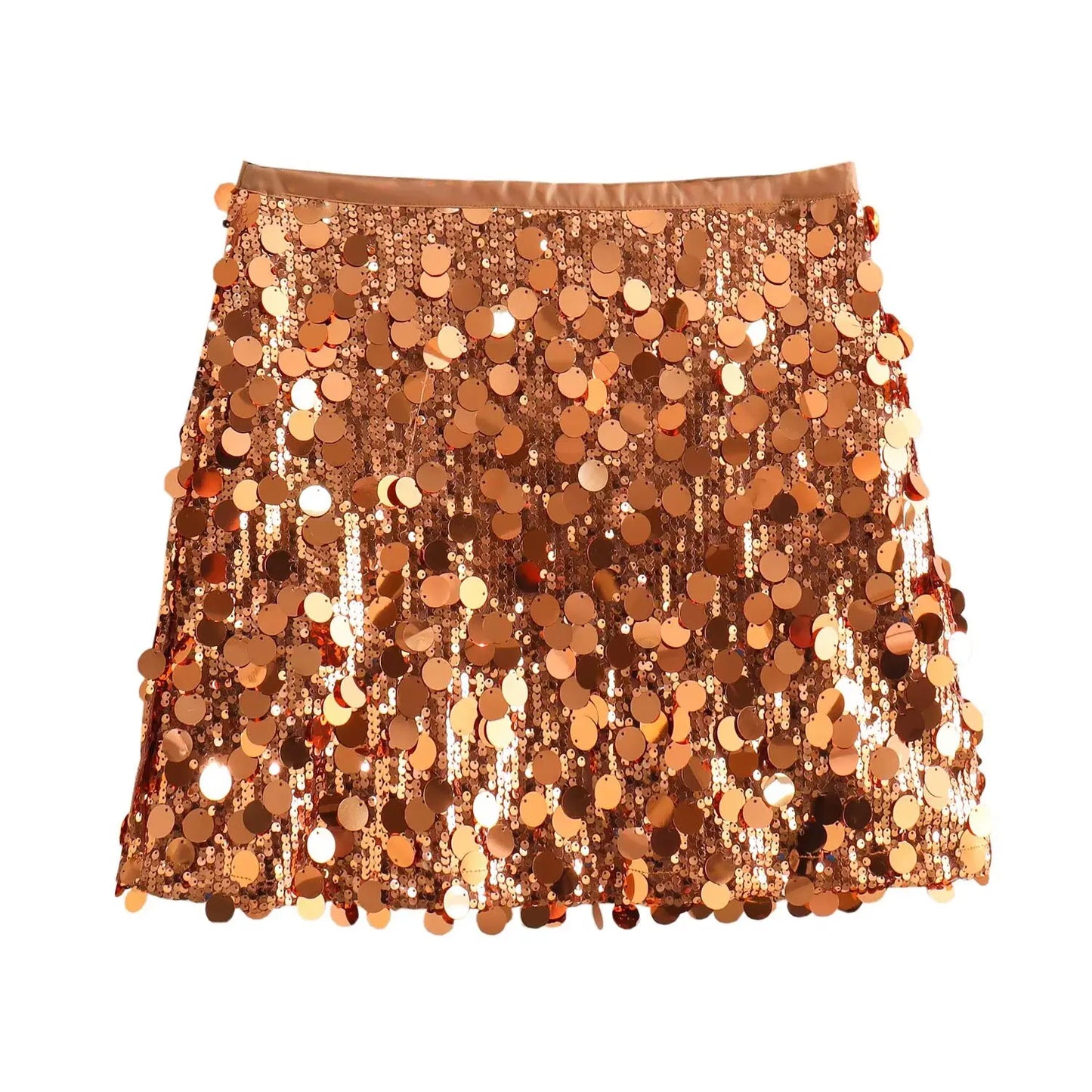  TFMLN New Women Fashion Sequined Mini Skirts Solid