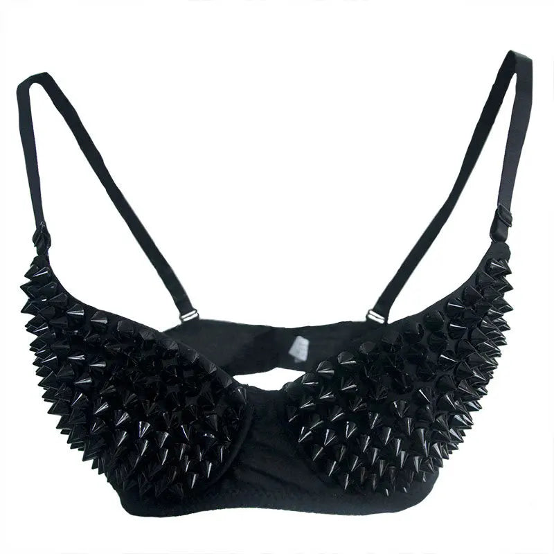 Silver Rivets Punk Rave Bralette Lingerie Gothic Bra