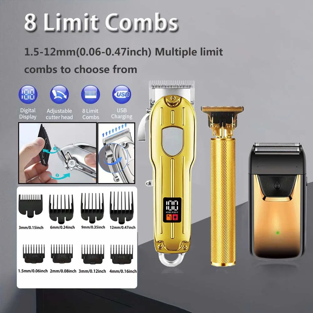Professional Hair Rechargeable Barber Clippers Haircut Kit