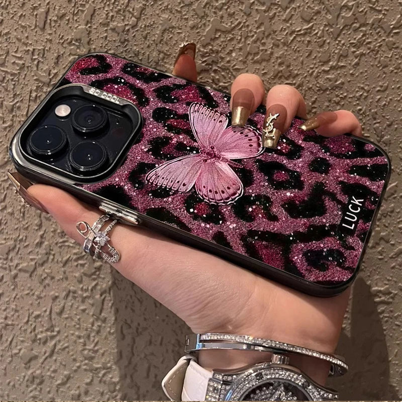 Butterfly Leopard Phone Case for IPhone 17 16 15 14 13 12 11