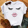 Kawaii Fashion Graphic Women Tops Eyelashes