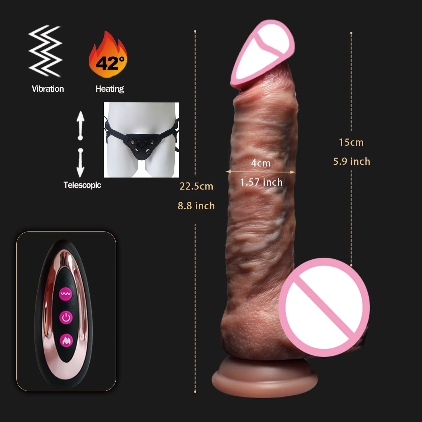 Realistic Vibrator Dildo Telescopic Female Vaginal Penetration