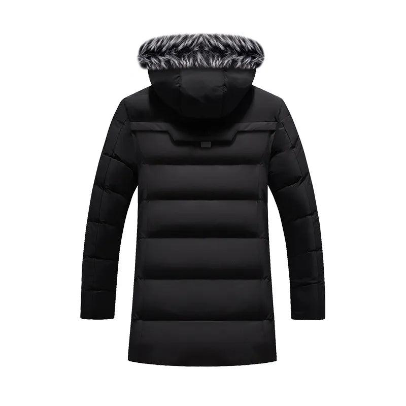 DIMUSI Winter Men's Long Jacket Fashion Men Fur Collar Thermal Parkas Classic Coats Casual Warm Windbreaker Padded Men Clothing - Lady Vals Vanity