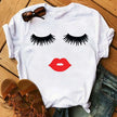 Kawaii Fashion Graphic Women Tops Eyelashes
