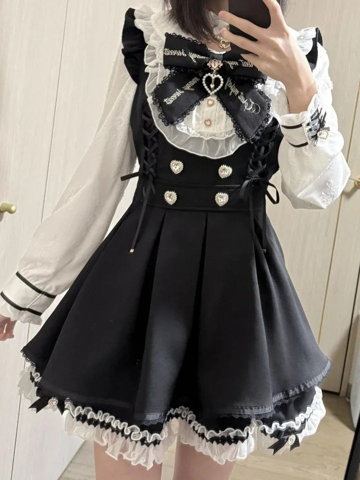 Y2k Aesthetic Lolita Style Bow Dress Shorts Set