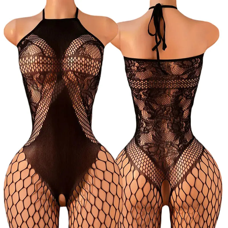 Lace Bra One-Piece Set Crotchless Lingerie Women's Curve