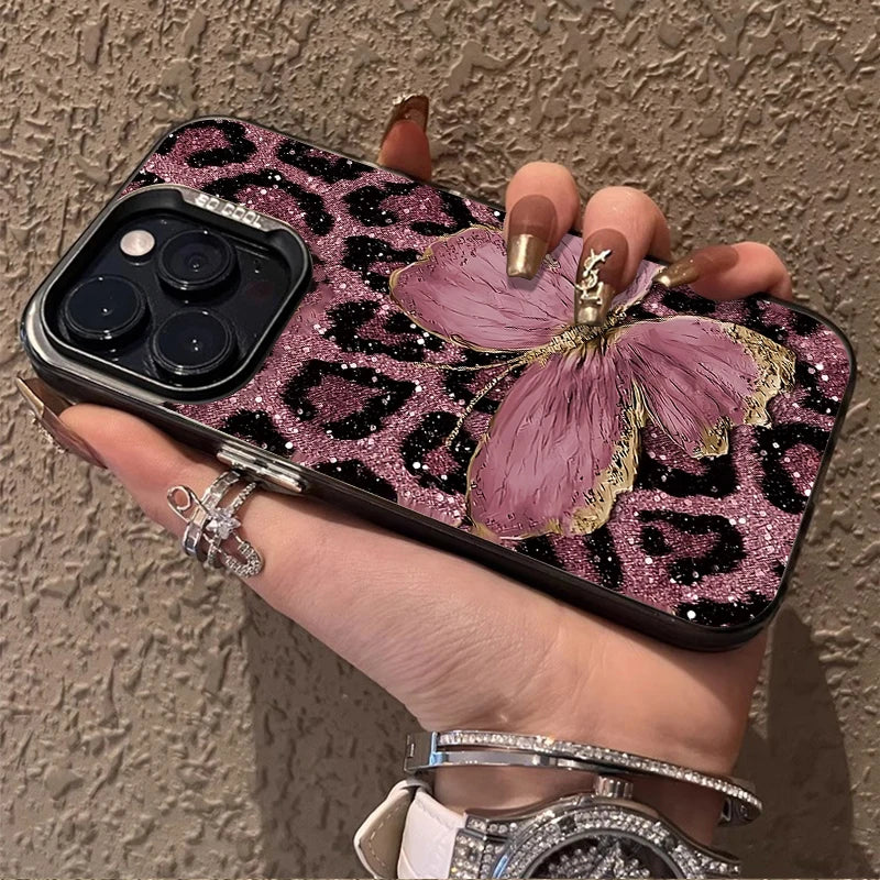 Butterfly Leopard Phone Case for IPhone 17 16 15 14 13 12 11