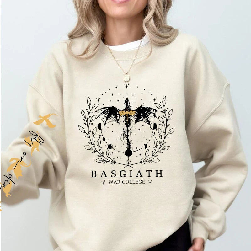 Fourth Wing Sweatshirt Women Pullover Basgiath War College Crewneck Sweatshirts Dragon Rider Streetwear Hoodie Fantasy Reader