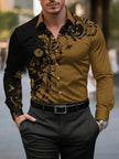 Men'S Stylish Red Floral Print Dress Shirt - Casual