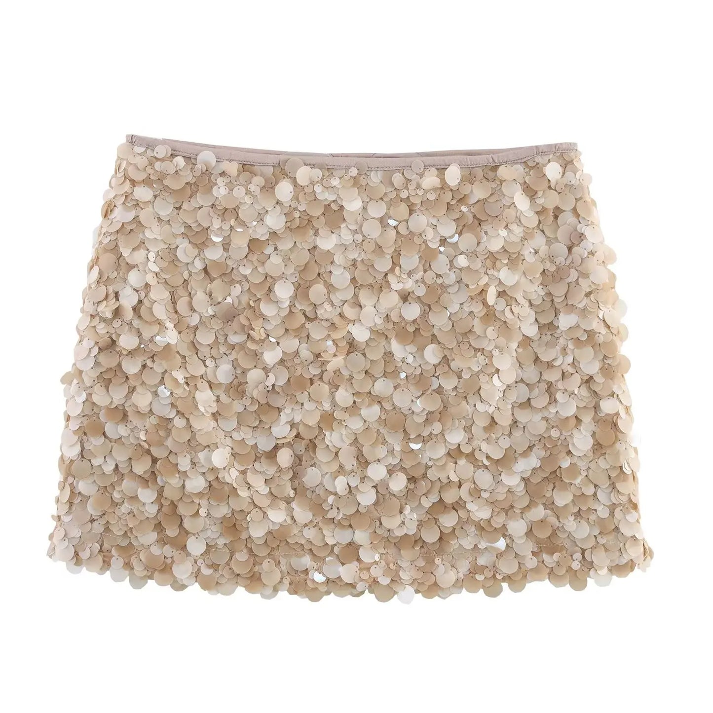  TFMLN New Women Fashion Sequined Mini Skirts Solid