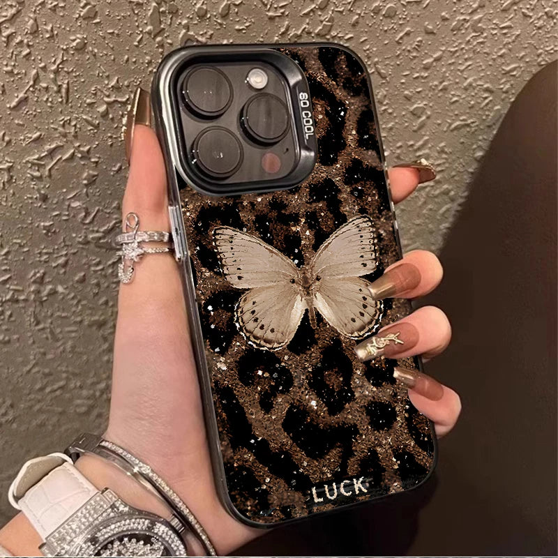 Butterfly Leopard Phone Case for IPhone 17 16 15 14 13 12 11