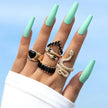 HNSP Vintage Long Snake Ring Set For Women Gothic Black Gold Silver Color Adjustable Finger Jewelry Accessories Female Gift