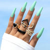 HNSP Vintage Long Snake Ring Set For Women Gothic Black Gold Silver Color Adjustable Finger Jewelry Accessories Female Gift