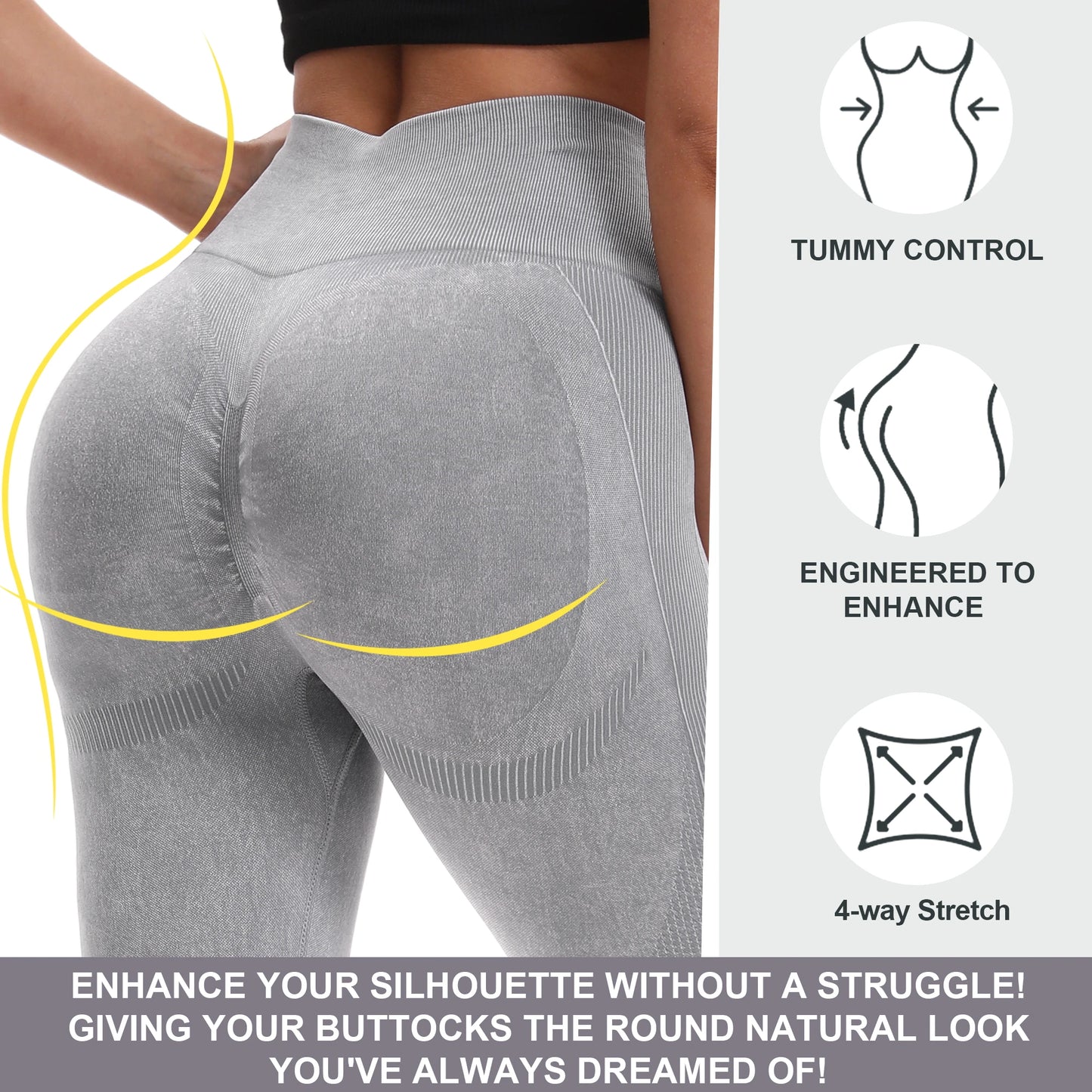 2 Pack Women's High Waisted Sexy Butt Lifting Seamless