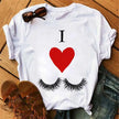 Kawaii Fashion Graphic Women Tops Eyelashes