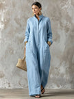Women's Spring Autumn Long Sleeved Jumpsuit With Pockets