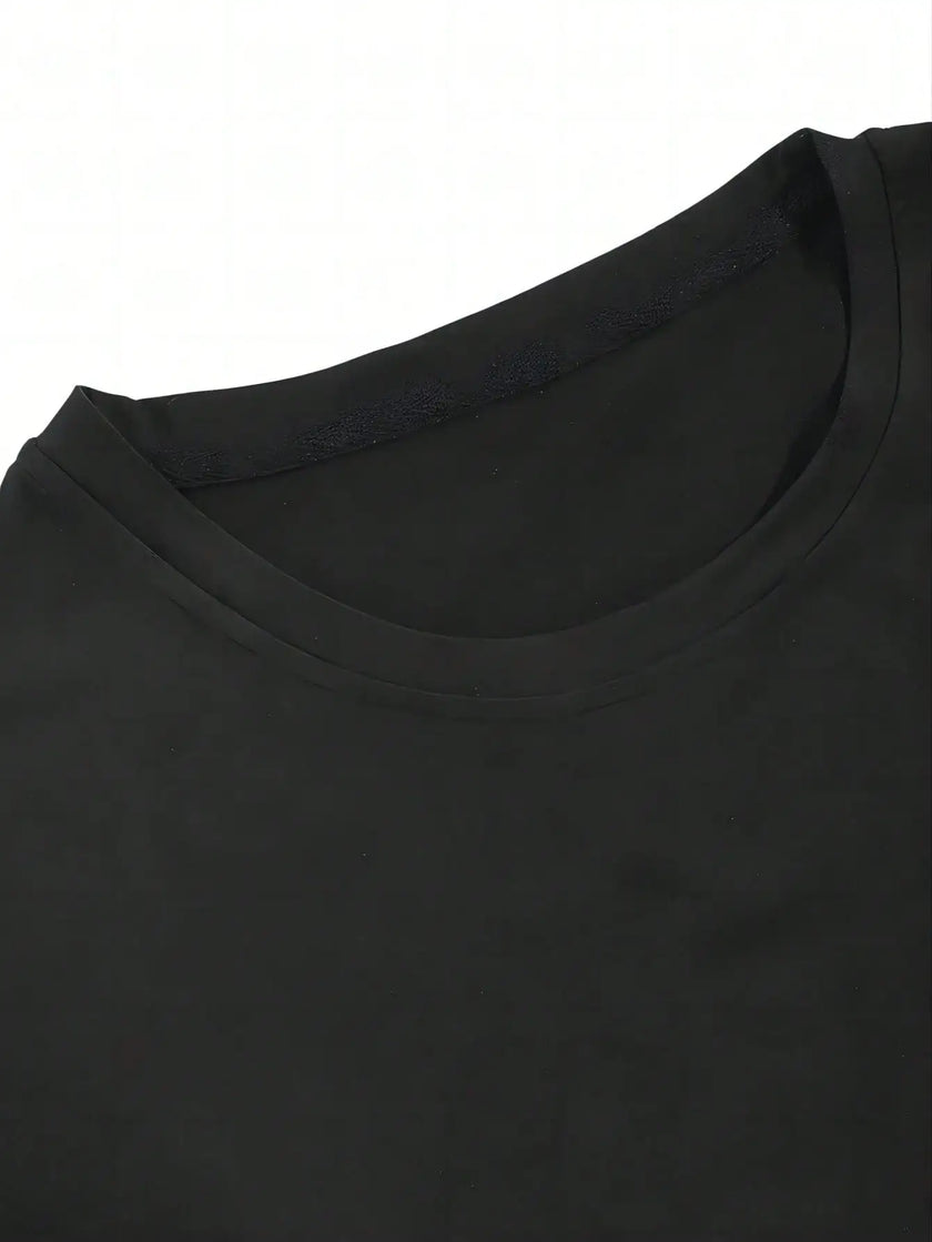 Plus Size- Single-sided Printed Round Neck Short-sleeve