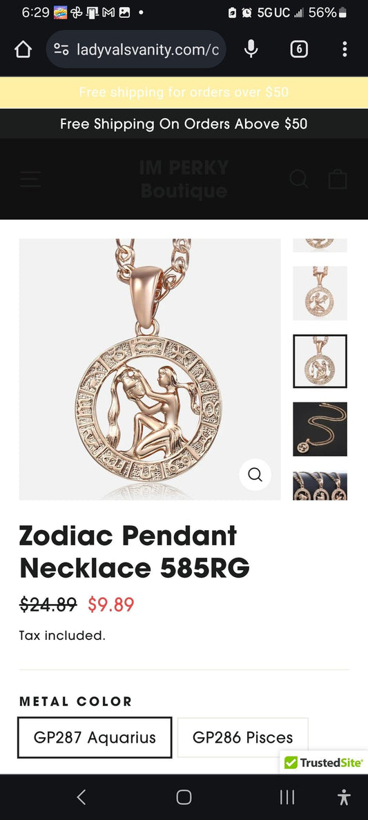 Zodiac Pendent Necklace - IM PERKY Boutique