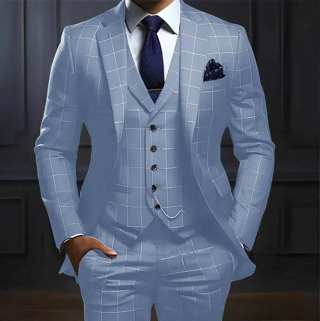 Plaid Men's suit 3 piece Suit Formal Business Work Clothes