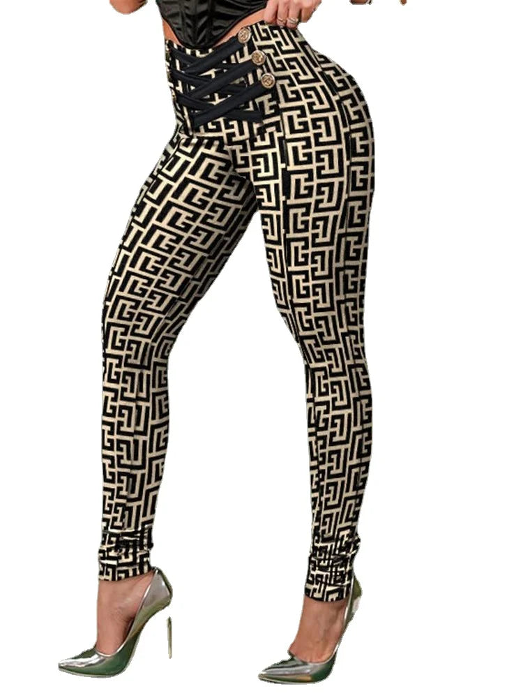 Chic Bandage Criss Cross Trousers Women Spring Pencil Pants