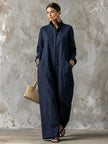 Women's Spring Autumn Long Sleeved Jumpsuit With Pockets