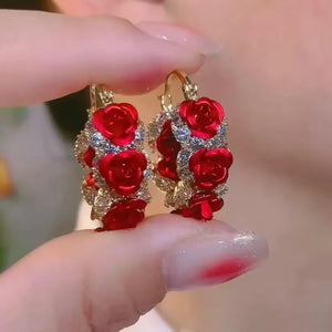 Zircon Rose Circle Earrings - IM PERKY Boutique