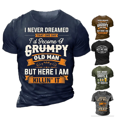 Men's Henry Shirt Grumpy Old Man T-Shirt Vintage Shirt Alphabet Print Summer Outdoor Everyday Fashion Design Comfortable Top - IM PERKY Boutique