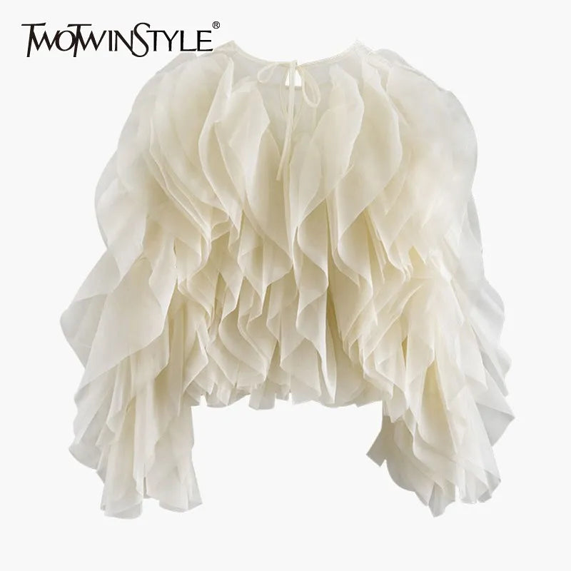 TWOTWINSTYLE Ruffles Shirts For Women