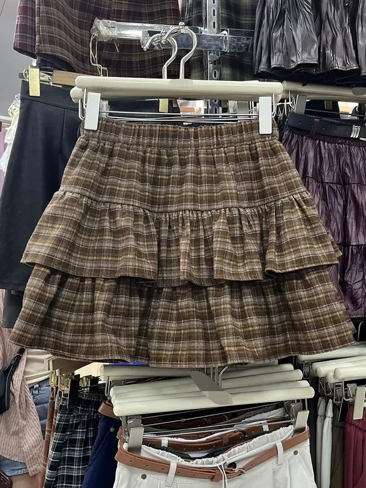 Japanese Y2k Cute Ruffled Plaid Skirt Punk Rock Subculture