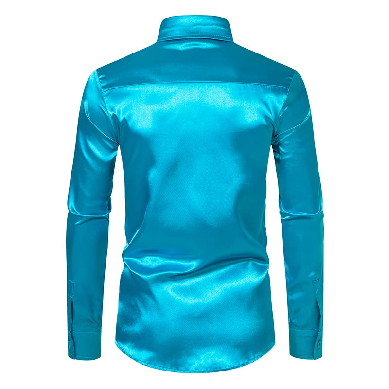 Men's Black Satin Luxury Dress Shirts