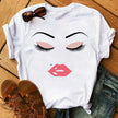 Kawaii Fashion Graphic Women Tops Eyelashes