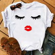 Kawaii Fashion Graphic Women Tops Eyelashes