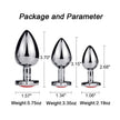 3PCS S/M/L Metal Anal Plug Butt Plug with size and weight specifications displayed.