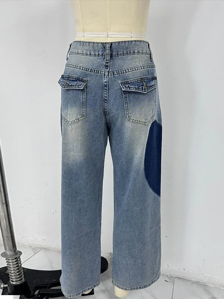 Harajuku Heart Y2K Baggy Jeans Fashion Women Wide-Leg Jeans