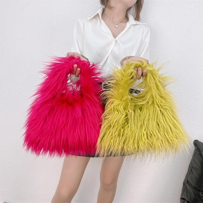 NEW Fashion Faux Fur Women Shoulder Bags Y2K  Handbags 2024