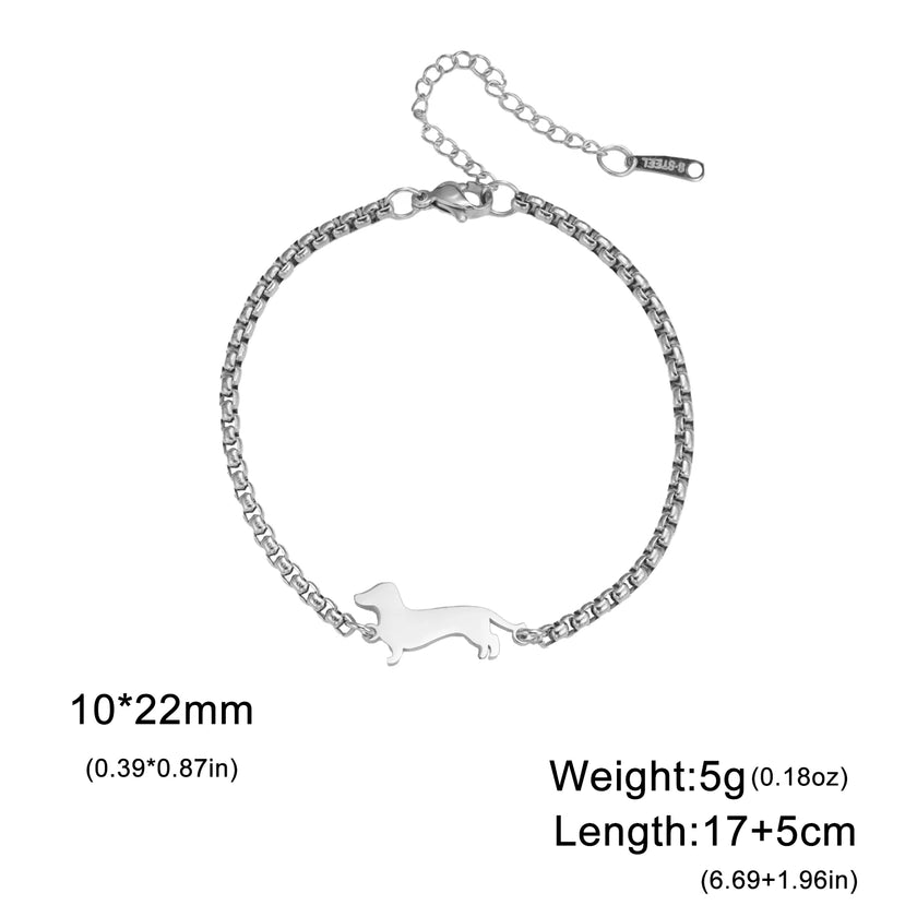 Cute Dachshund Dog Stainless Steel Bracelet